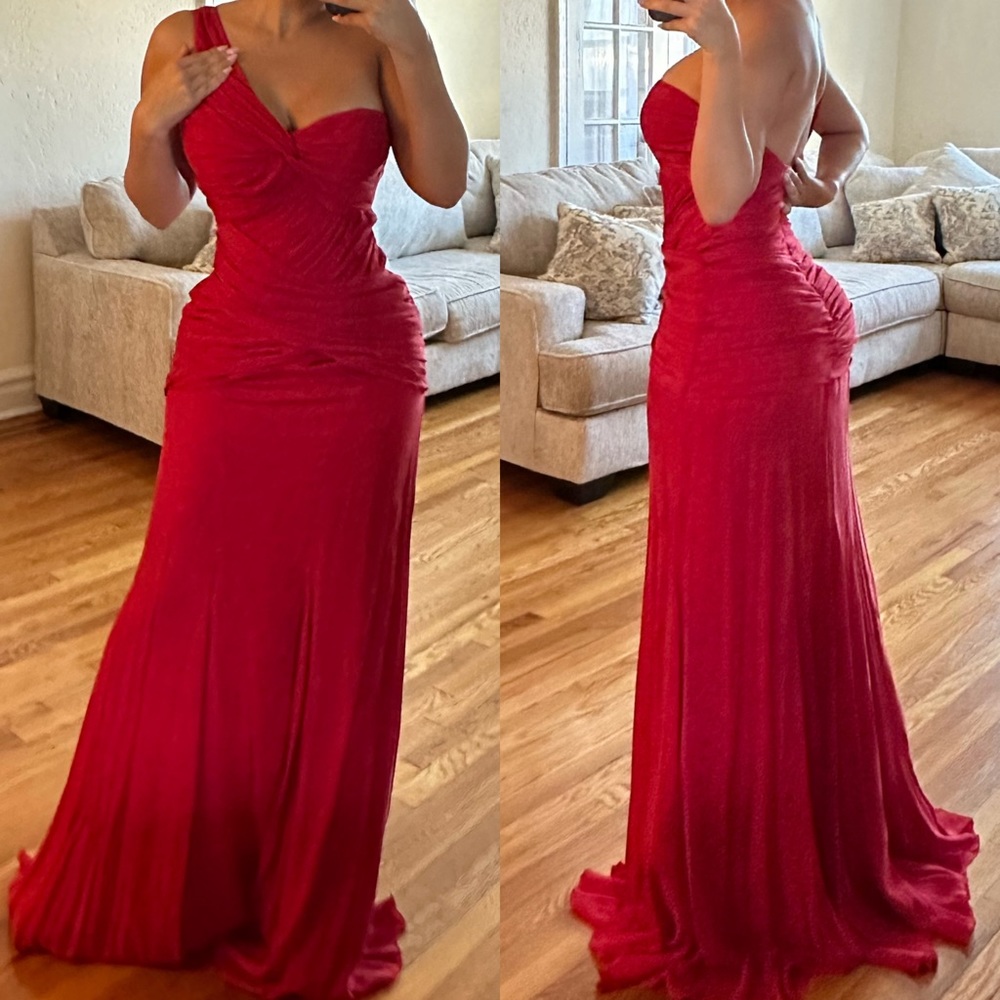 Nicole Miller Red One Shoulder Dress